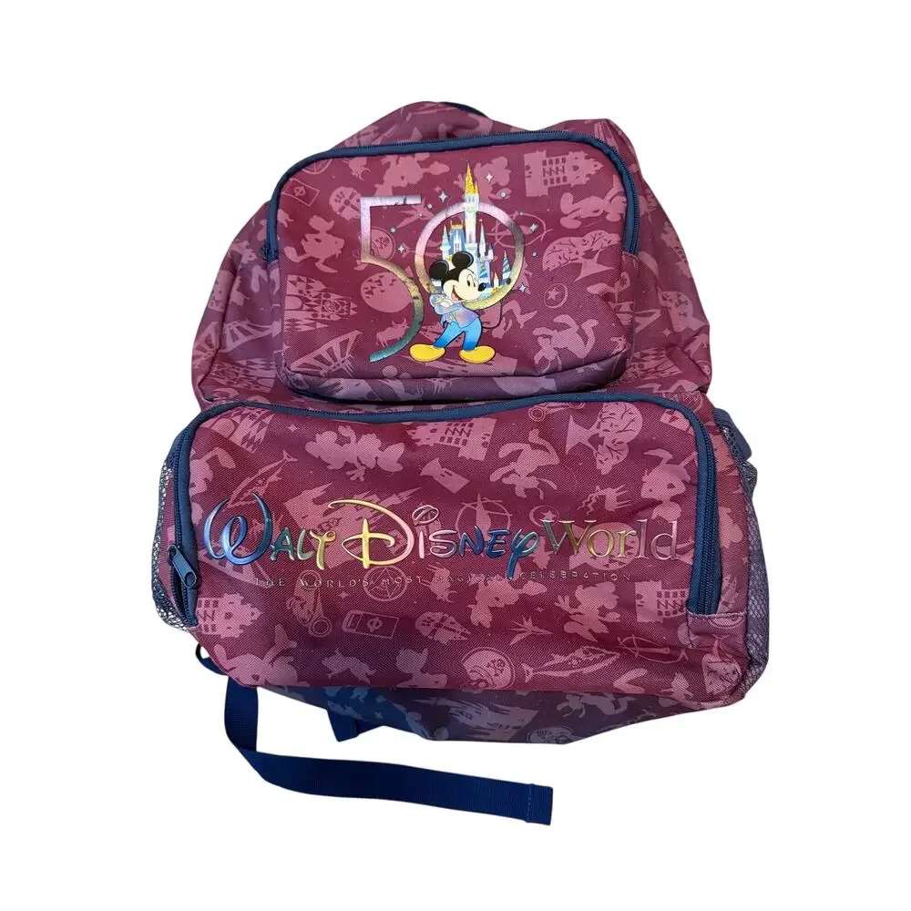 Walt Disney World 50th Anniversary Backpack Cooler Mickey Mouse Park Icons Full